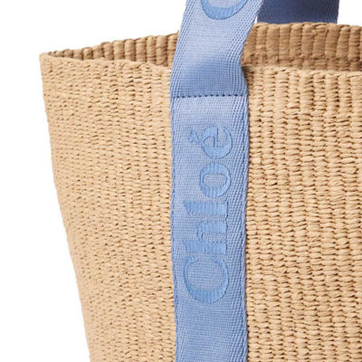 CHLOE Large Woody Basket In Natural Fibers Ashes Blue CHC23AS380L1844J 3