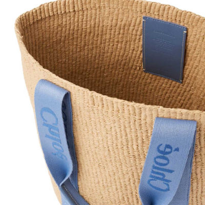 CHLOE Large Woody Basket In Natural Fibers Ashes Blue CHC23AS380L1844J 4