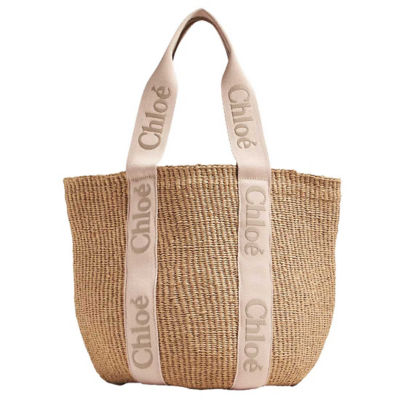Buy CHLOE Large Woody Basket In Natural Fibers Blushy Beige