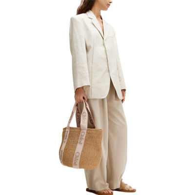Buy CHLOE Large Woody Basket In Natural Fibers Blushy Beige
