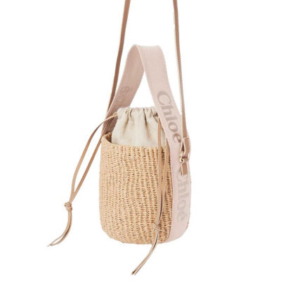 CHLOE Small Woody Basket In Natural Fibers Blush Beige CHC23AS381L18 3