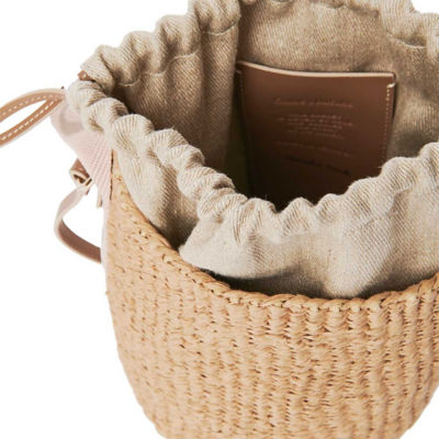 CHLOE Small Woody Basket In Natural Fibers Blush Beige CHC23AS381L18 4