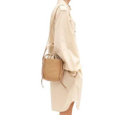 CHLOE Small Woody Basket In Natural Fibers Blush Beige CHC23AS381L18 6