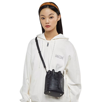 MCM Dessau Drawstring Bag in Visetos (Black) 4