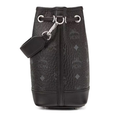 MCM Dessau Drawstring Bag in Visetos (Black) 6