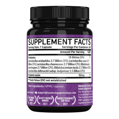 Nano Singapore Prebiotic with Probiotics 15B CFU (30 Capsules) 3