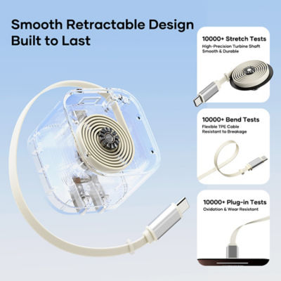 ROCK T90 35W GaN Wall Charger with Built-in Retractable Type-C Cable 6