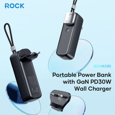 ROCK Portable Power Bank with GaN PD30W Wall Charger 2