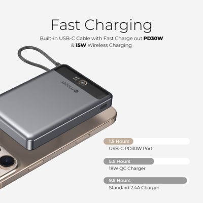 Mazer (CCC-Certified) Qi2 Certified 15W 10000mAh Magnetic Wireless Power Bank - M-Ai-MagLink70 5