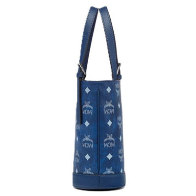 MCM Aren Bucket Tote in Visetos (Blue) 5