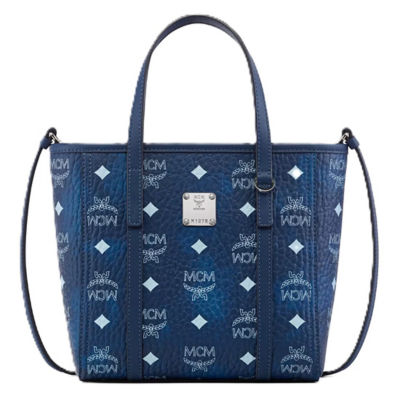 MCM Toni Top-Zip Shopper in Visetos (Blue) 1