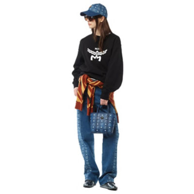 MCM Toni Top-Zip Shopper in Visetos (Blue) 3