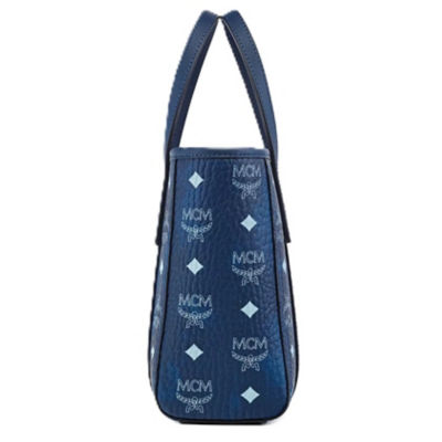 MCM Toni Top-Zip Shopper in Visetos (Blue) 5