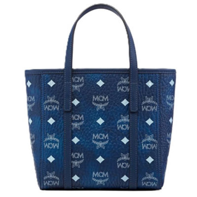 MCM Toni Top-Zip Shopper in Visetos (Blue) 6