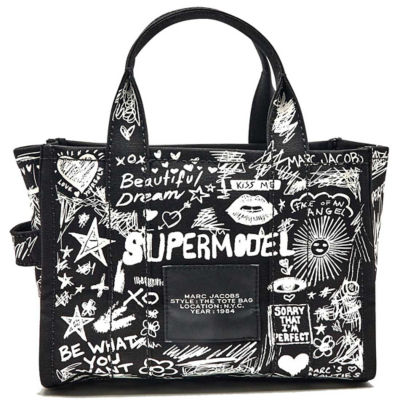 MARC JACOBS The Punk Scribble Canvas Small Tote Bag Black Multi 2S6HTT016H02 3