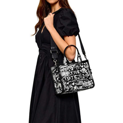 MARC JACOBS The Punk Scribble Canvas Small Tote Bag Black Multi 2S6HTT016H02 6