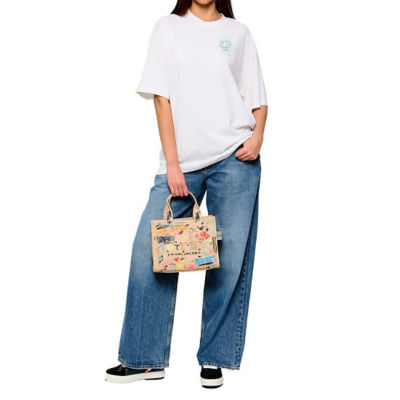 MARC JACOBS The Punk Scribble Canvas Small Tote Bag Beige Multi 2S6HTT016H02 6