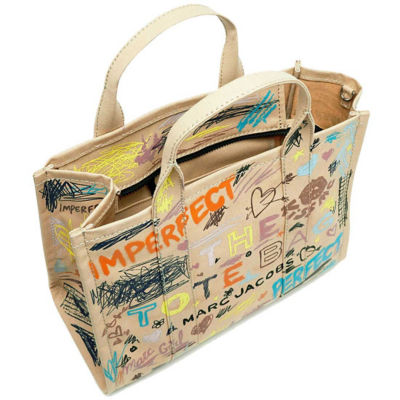 MARC JACOBS The Punk Scribble Canvas Medium Tote Bag Beige Multi 2S6HTT015H02 4