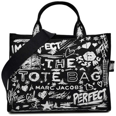 Buy MARC JACOBS The Punk Scribble Canvas Medium Tote Bag Black