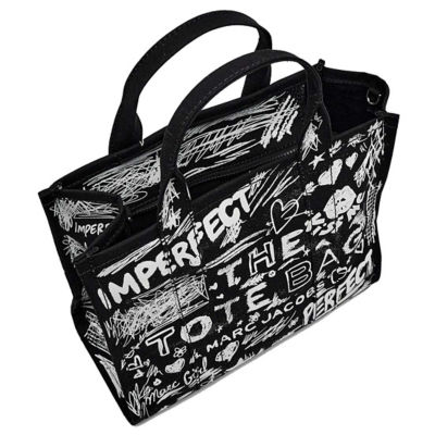 Buy MARC JACOBS The Punk Scribble Canvas Medium Tote Bag Black