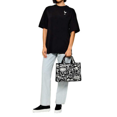MARC JACOBS The Punk Scribble Canvas Medium Tote Bag Black Multi 2S6HTT015H02 8