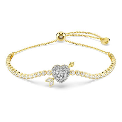 SWAROVSKI Idyllia 手链, 混合切割, 心形与箭头, 白色, 镀金色调 1