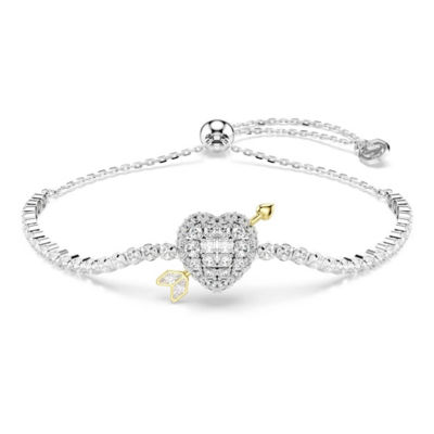 SWAROVSKI Idyllia 手链, 混合切割, 心形与箭头, 白色, 镀铑 1