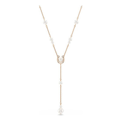 SWAROVSKI Symbolica Y形项链, 仿水晶仿珍珠，密镶, 马蹄铁, 白色, 镀玫瑰金色调 1