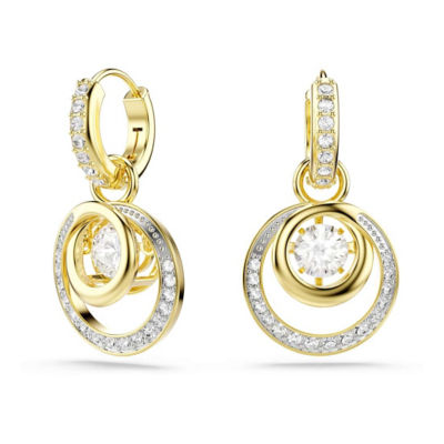 SWAROVSKI Hyperbola 水滴形耳环, 圆形切割, 白色, 镀金色调 1