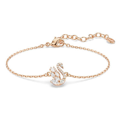 SWAROVSKI Swan 手链, 混合切割, 天鹅, 白色, 镀玫瑰金色调 1