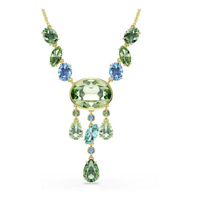 SWAROVSKI Gema Y形项链, 混合切割, 流光溢彩, 镀金色调 1