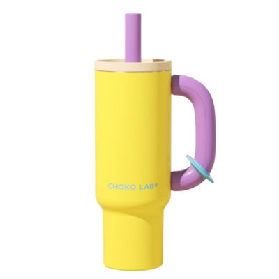 CHAKOLAB 1050ML BAWANG CERAMIC THERMOS CUP YELLOW PURPLE 1