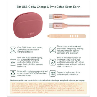 Birf Cable USB-C 60W Charge & Sync 120cm 2