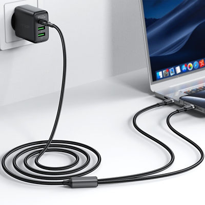 Acefast C22-02 USB-C to 2*USB-C 100W Aluminum Alloy Charging Data Cable - Black 5