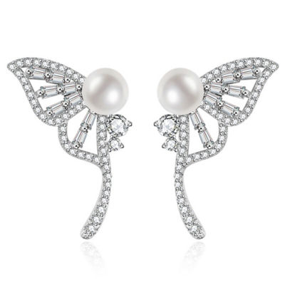 Pearly Lustre Freshwater Pearl Earrings WE00989 | BUTTERFLY 1