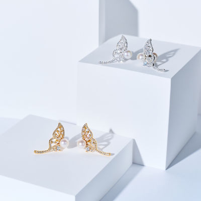 Pearly Lustre Freshwater Pearl Earrings WE00989 | BUTTERFLY 8