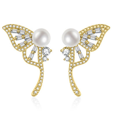 Pearly Lustre Top Grade Freshwater Pearl Earrings WE01011 | BUTTERFLY 1