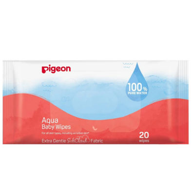 Pigeon Aqua Baby Wipes 100% Pure Water (20 Wipes x 3) 4