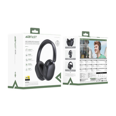 Acefast H12 Hybrid Active Noise Cancelling Wireless Headset - Black 4