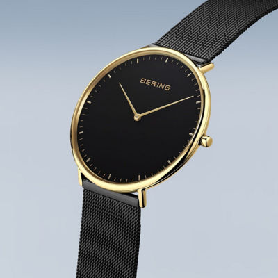 Bering 经典系列 39mm - 抛光金 / 黑色表盘 / 金色米兰带 (15739-132) 7