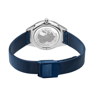 Bering 超薄系列 31mm - 抛光银 / 蓝色米兰带 (17031-307) 3