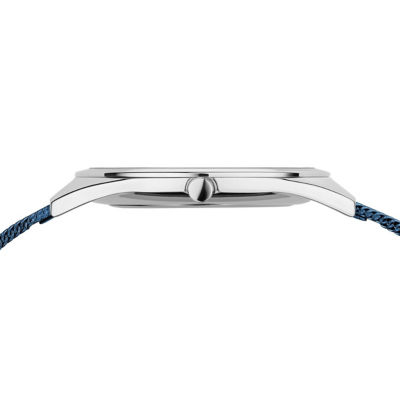 Bering 超薄系列 31mm - 抛光银 / 蓝色米兰带 (17031-307) 5