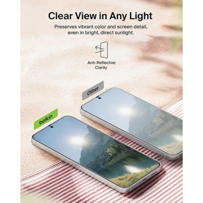 Belkin Samsung Galaxy S26+ ScreenForce Titan SmartShield Anti-Reflective Screen Protector 10