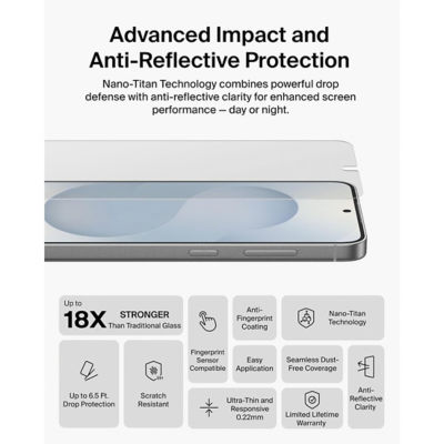 Belkin Samsung Galaxy S26+ ScreenForce Titan SmartShield Anti-Reflective Screen Protector 6