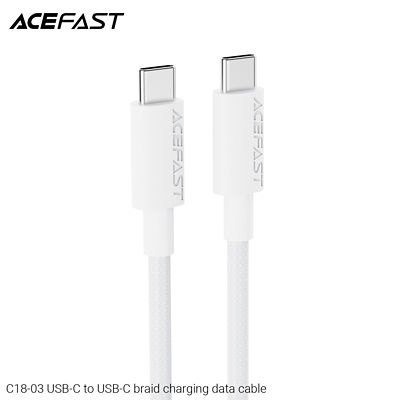 Acefast C18-03 USB-C to USB-C Braid Charging Data Cable - White 3