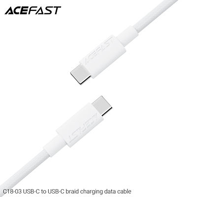 Acefast C18-03 USB-C to USB-C Braid Charging Data Cable - White 4