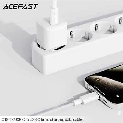 Acefast C18-03 USB-C to USB-C Braid Charging Data Cable - White 5