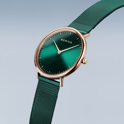 Bering Ultra Slim 29mm Watch - Rose Gold/Green Bracelet (15729-868) 7