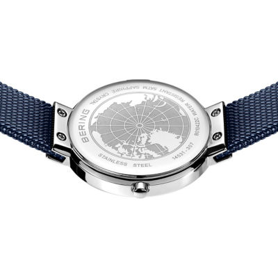 Bering 经典系列 31mm - 抛光/拉丝银 / 午夜蓝太阳纹 / 蓝色米兰带 (14531-307) 3