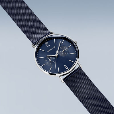 Bering 经典系列 40mm - 抛光银 / 蓝色太阳纹表盘 / 蓝色米兰带 (14240-303) 5